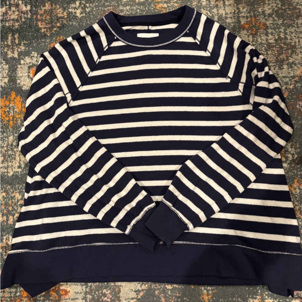 aerie Navy and White Striped Pullover Sweater